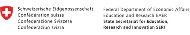 Logo and text for the Swiss Confederation State Secretariat for Education, Research and Innovation, including English, German, French, and Italian translations.